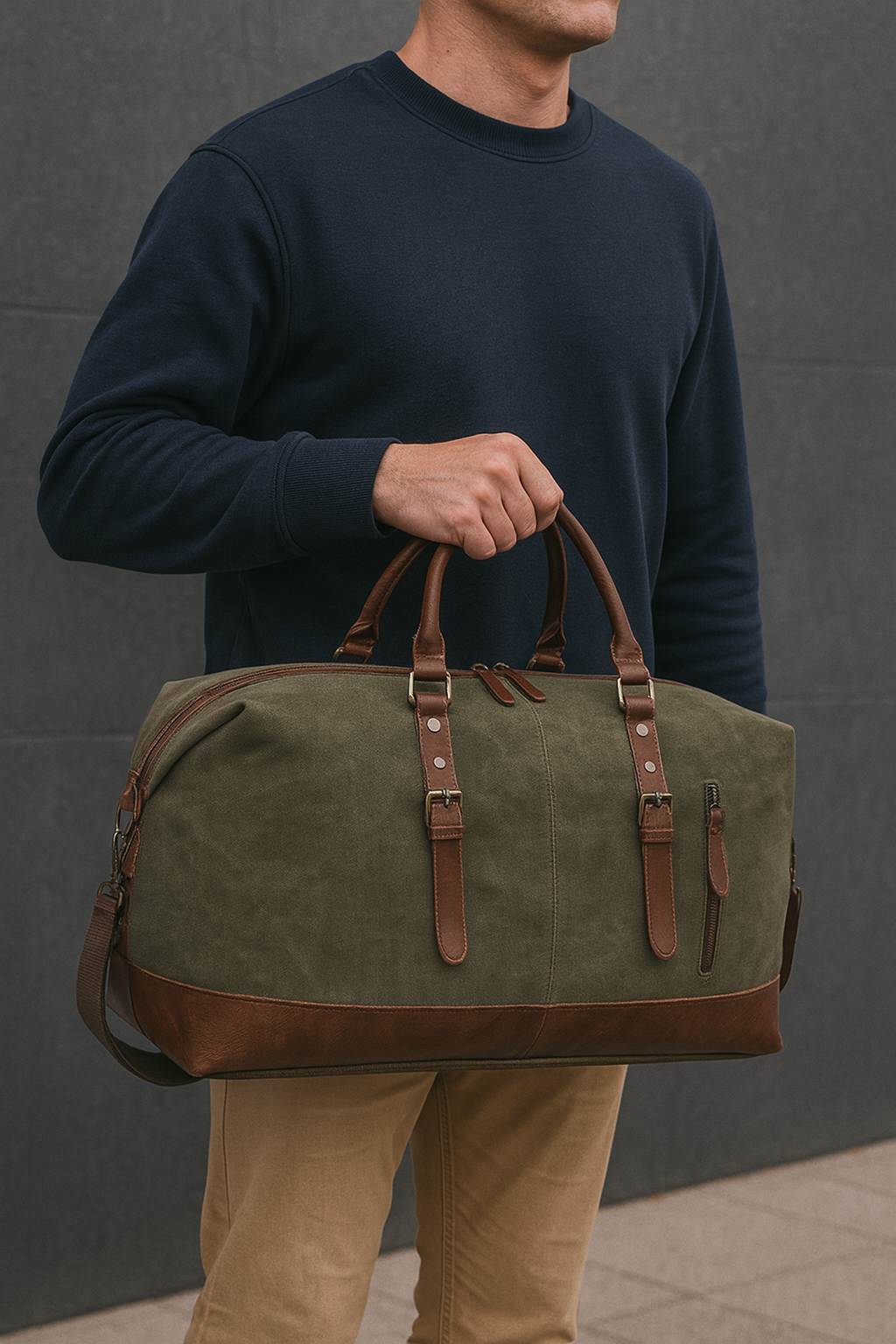 DENVER CANVAS REISETASCHE MIT LEDERDETAILS – UNISEX WEEKENDER