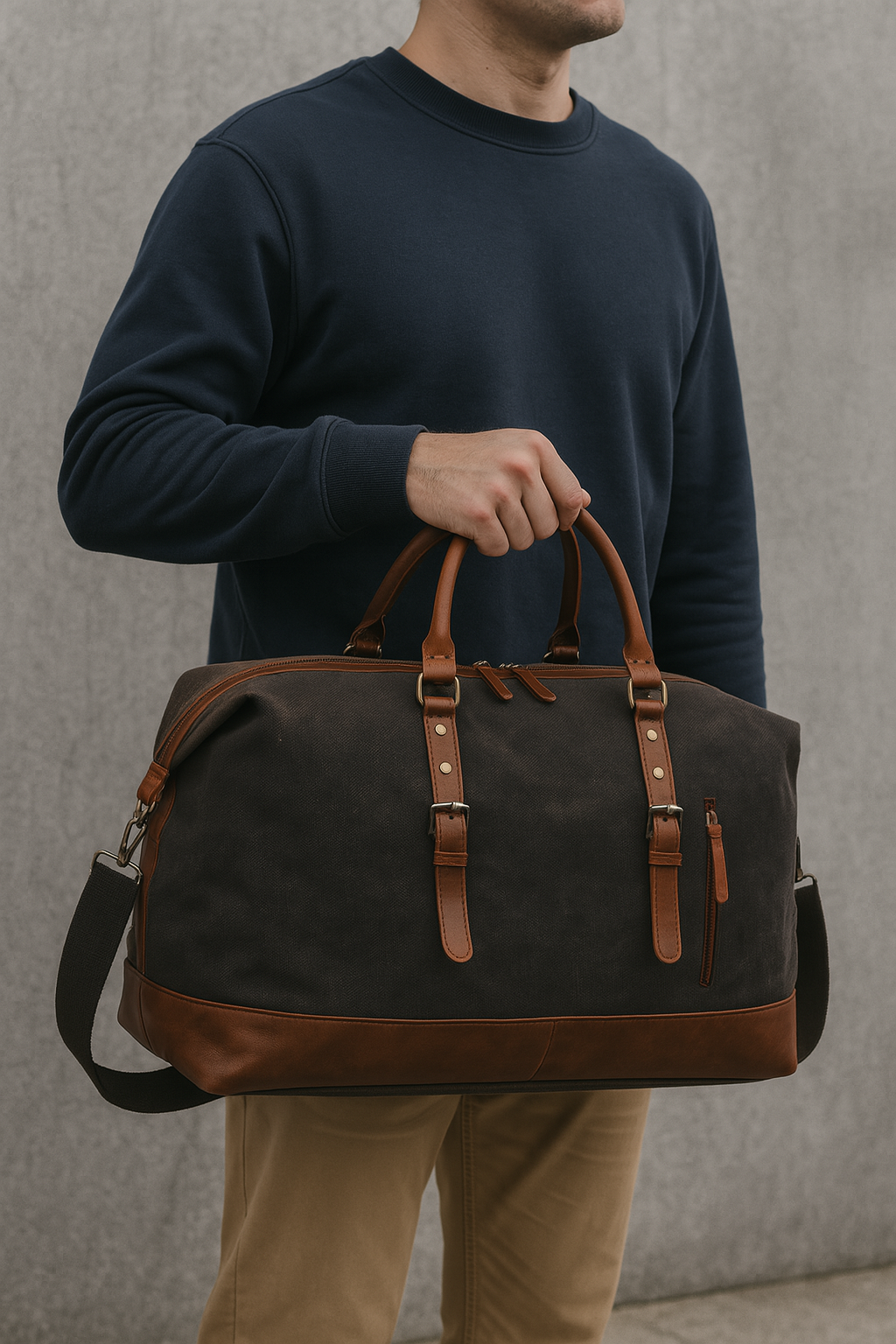 DENVER CANVAS REISETASCHE MIT LEDERDETAILS – UNISEX WEEKENDER