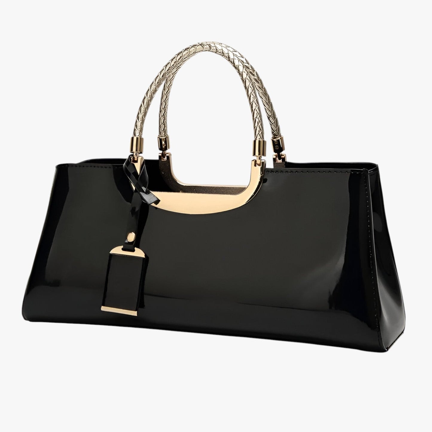 ADELA SCHULTERTASCHE MIT GOLDKETTE UND HOCHGLANZ-FINISH