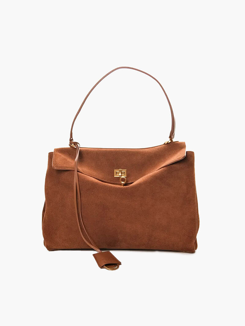AMÉLIE VINTAGE-TASCHE – BRAUNE SCHULTERTASCHE MIT GOLDDETAILS & SCHLOSS