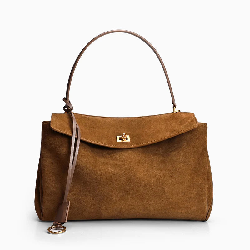 AMÉLIE VINTAGE-TASCHE – BRAUNE SCHULTERTASCHE MIT GOLDDETAILS & SCHLOSS