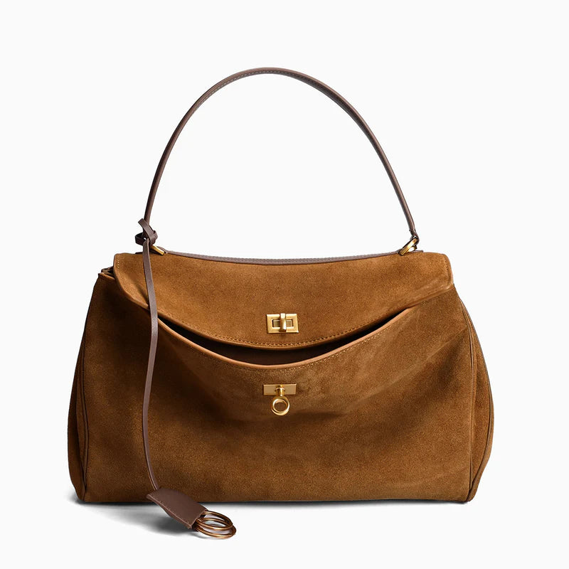AMÉLIE VINTAGE-TASCHE – BRAUNE SCHULTERTASCHE MIT GOLDDETAILS & SCHLOSS