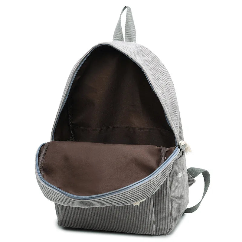 ZAFIRA CORD-RUCKSACK FÜR DAMEN IN ROSA ODER GRAU – RETRO & WEICH