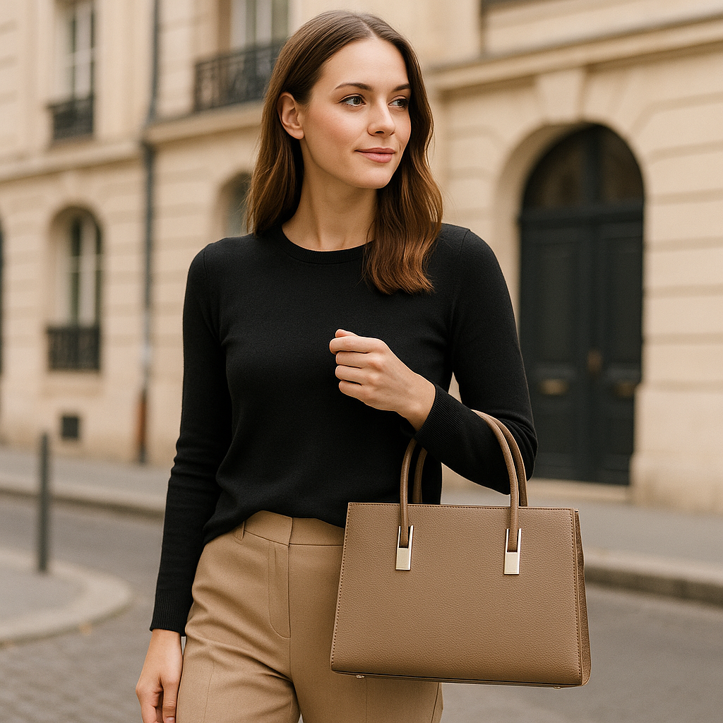 Elegante Leder Tote Bag mit großer Kapazität
