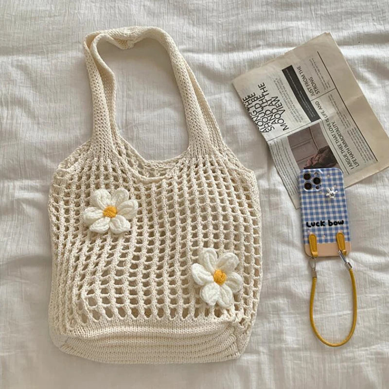 TULIPE STRICKTASCHE – SOMMERLICHE HÄKEL HOBO BAG AUS BAUMWOLL-MIX