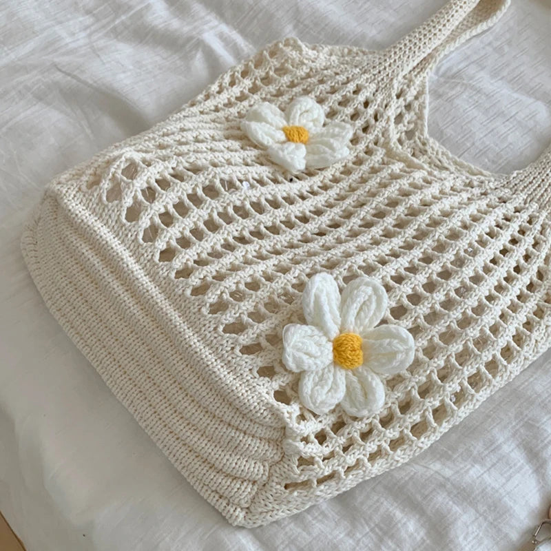 TULIPE STRICKTASCHE – SOMMERLICHE HÄKEL HOBO BAG AUS BAUMWOLL-MIX