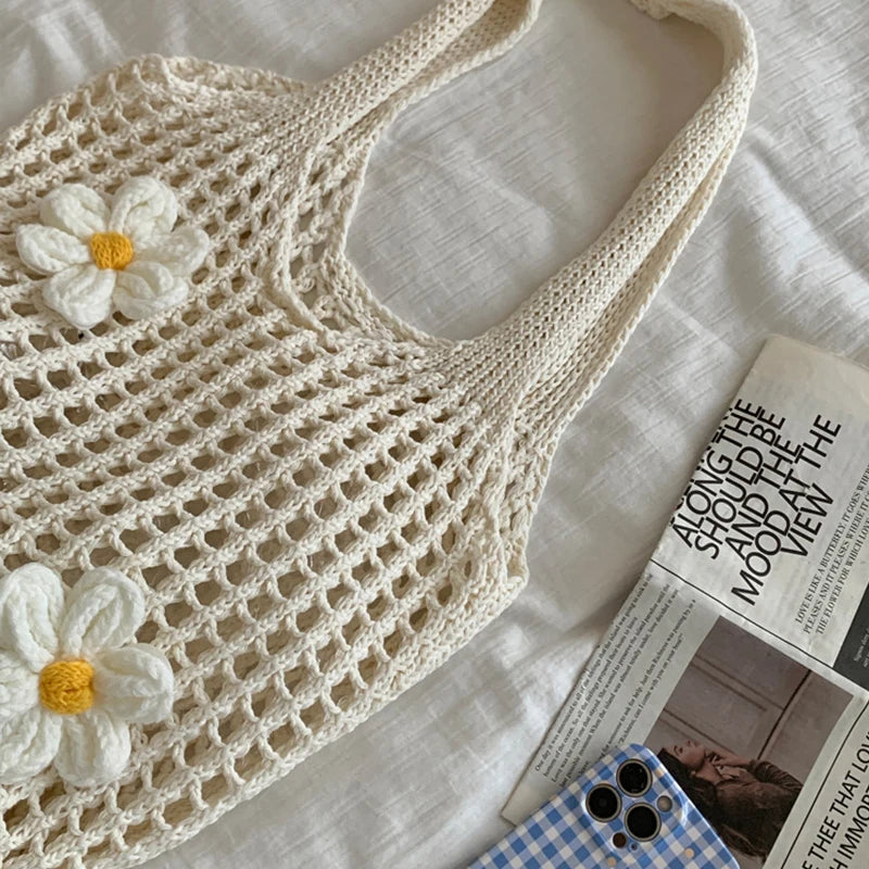 TULIPE STRICKTASCHE – SOMMERLICHE HÄKEL HOBO BAG AUS BAUMWOLL-MIX