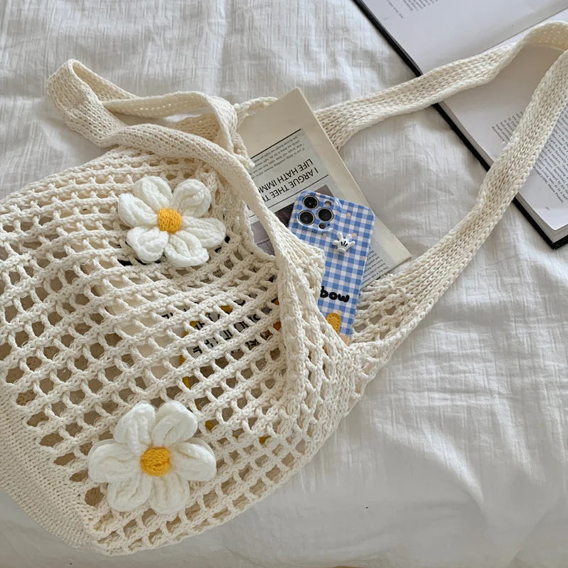 TULIPE STRICKTASCHE – SOMMERLICHE HÄKEL HOBO BAG AUS BAUMWOLL-MIX