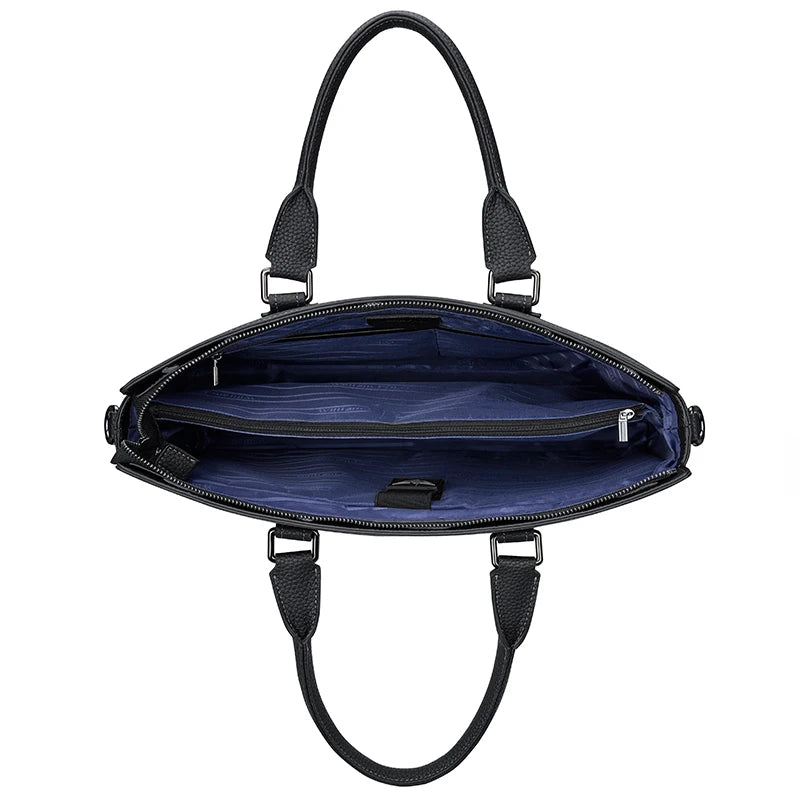 VERCELLI LEDER-LAPTOPTASCHE MIT SCHULTERGURT & GROSSER KAPAZITÄT