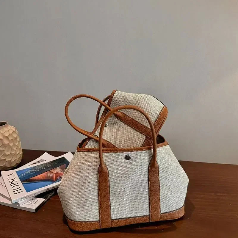 TULUM SEGELTUCH-SHOPPERTASCHE MIT RINDSLEDER UND STRUKTURDESIGN