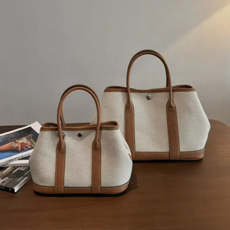 TULUM SEGELTUCH-SHOPPERTASCHE MIT RINDSLEDER UND STRUKTURDESIGN