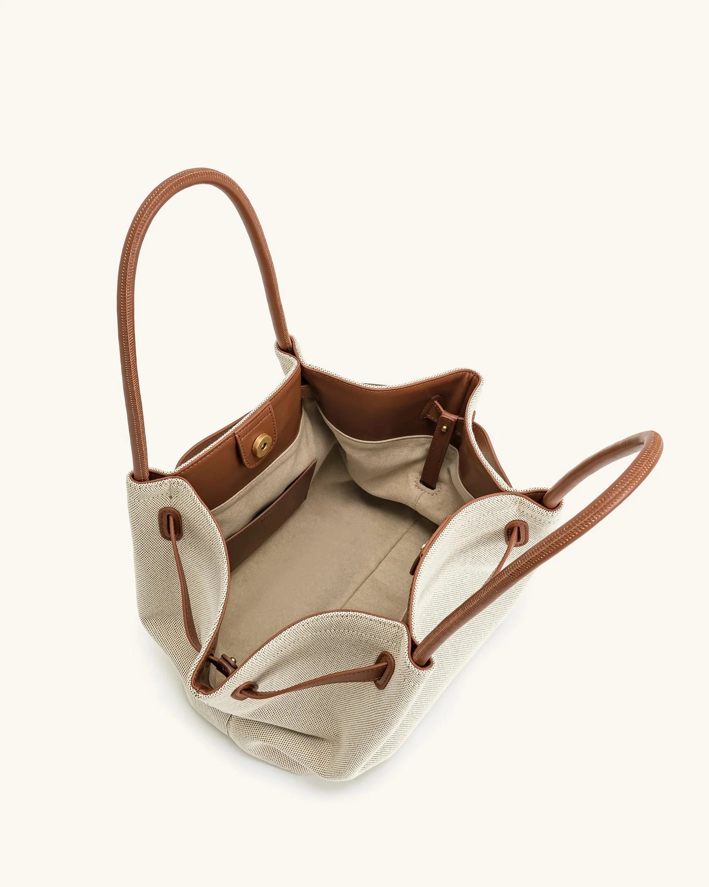 JW CANVAS-SCHULTERTASCHE MIT HOLZDETAILS