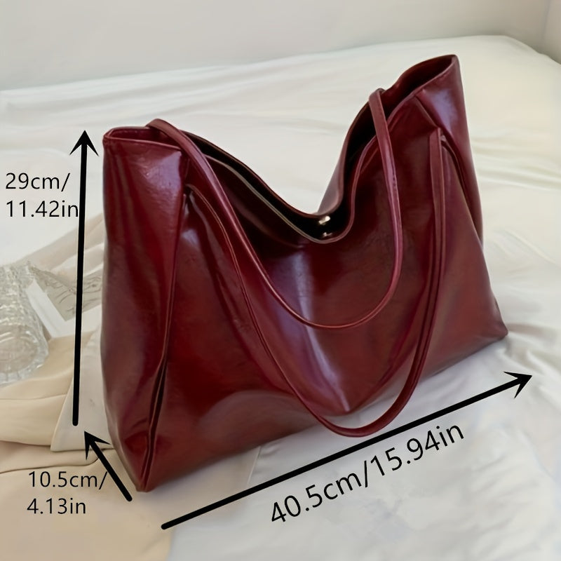 LOUISE – GROSSE SHOULDER BAG AUS KUNSTLEDER IN BURGUNDERROT