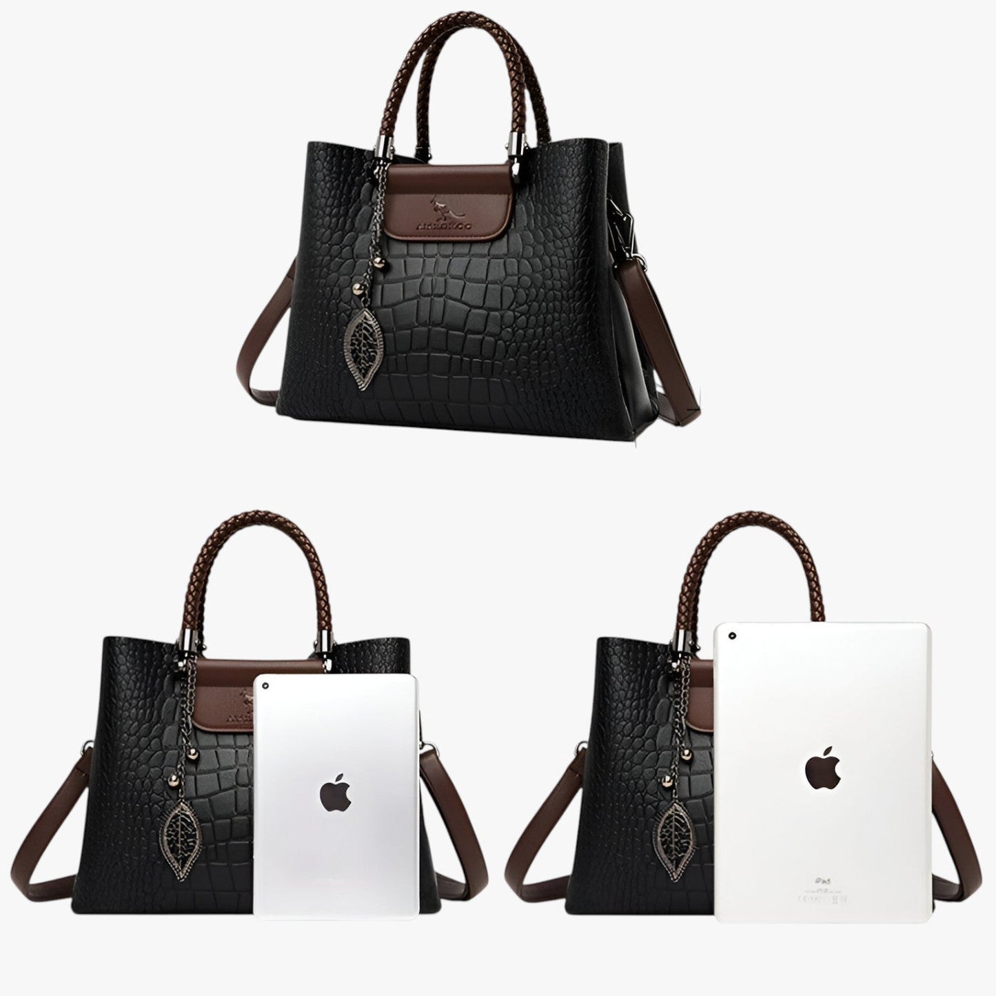 VERONA SCHULTERTASCHE IM CROCOSTYLE MIT CHARMS & KONTRAST