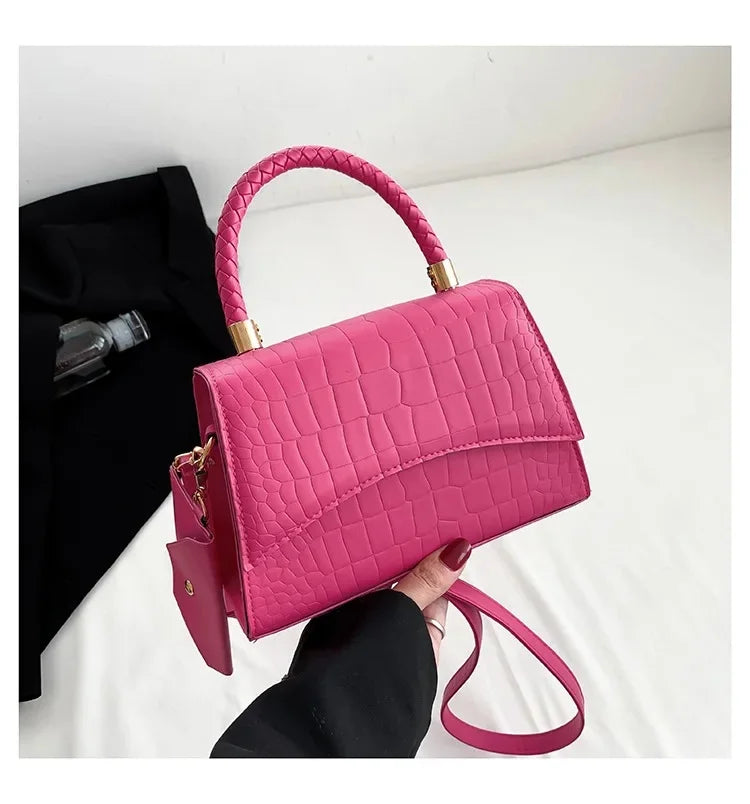 FIRENZA CROCO-TASCHE – UMHÄNGETASCHE MIT GRIFF IN KNALLFARBEN