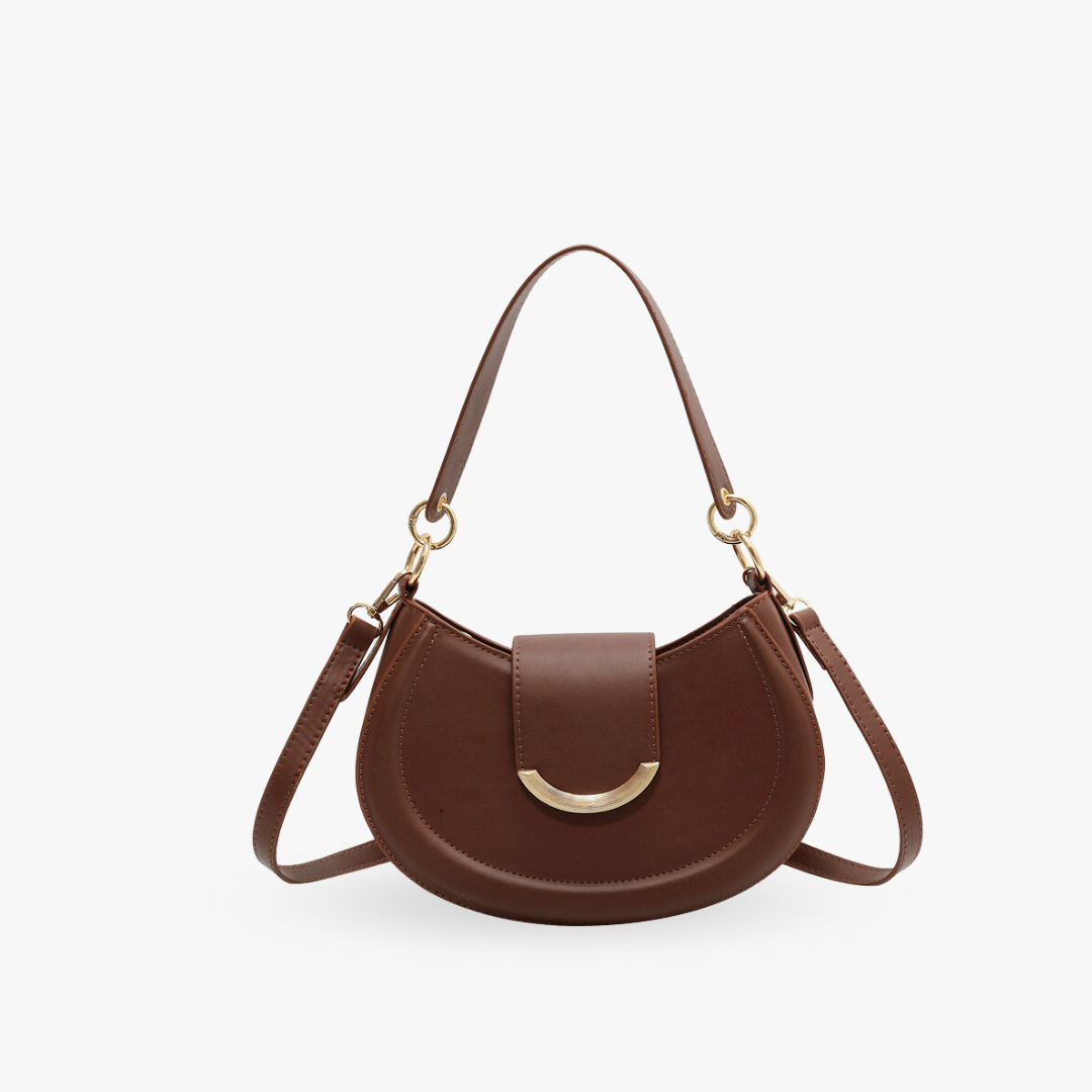 LIVIA UMHÄNGETASCHE – HALBMOND-FORM MIT GOLDDETAIL & MINIMAL CHIC