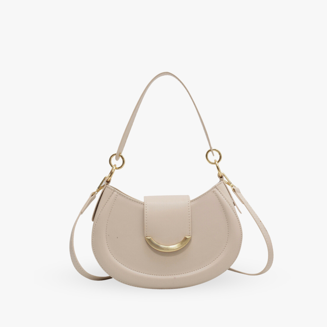 LIVIA UMHÄNGETASCHE – HALBMOND-FORM MIT GOLDDETAIL & MINIMAL CHIC