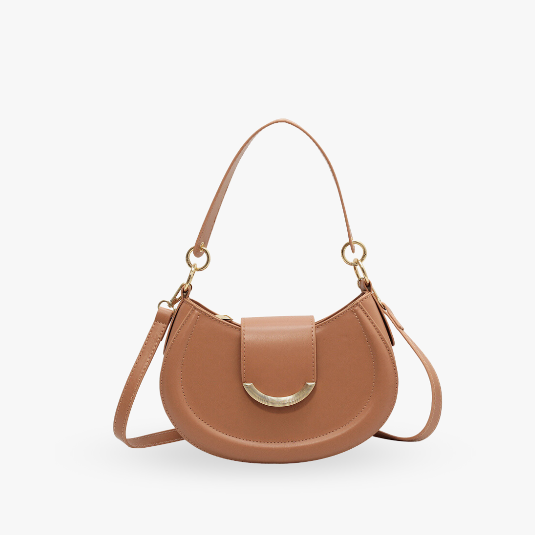 LIVIA UMHÄNGETASCHE – HALBMOND-FORM MIT GOLDDETAIL & MINIMAL CHIC