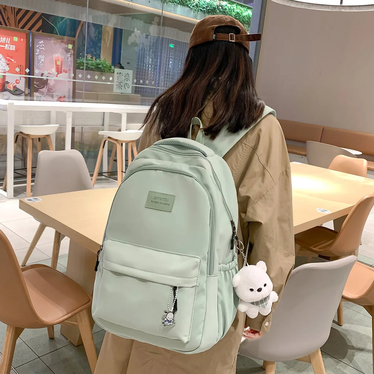 ELVIRA LAPTOPRUCKSACK – COLLEGE-RUCKSACK MIT PANDA-ANHÄNGER & VIEL PLATZ