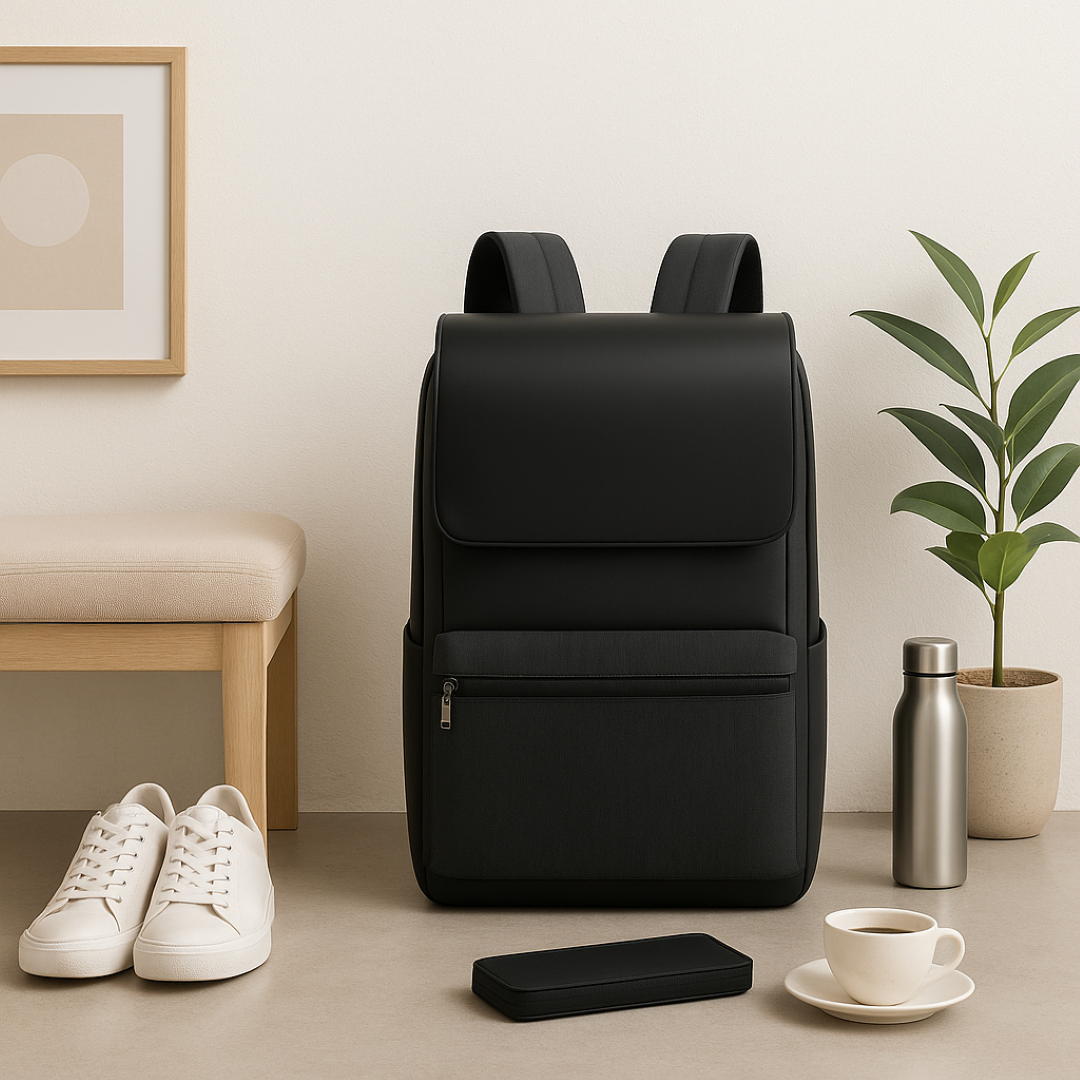 BERGEN LAPTOPRUCKSACK EDGE PRO IN SCHWARZ MATT MIT ZIP-FRONT