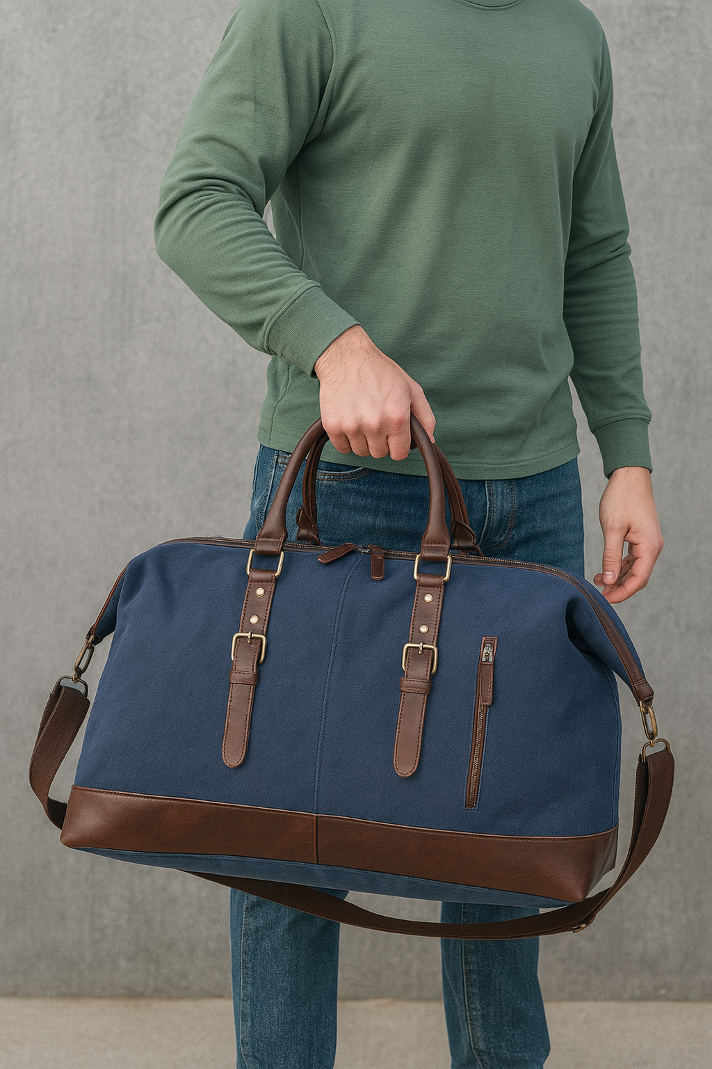 DENVER CANVAS REISETASCHE MIT LEDERDETAILS – UNISEX WEEKENDER