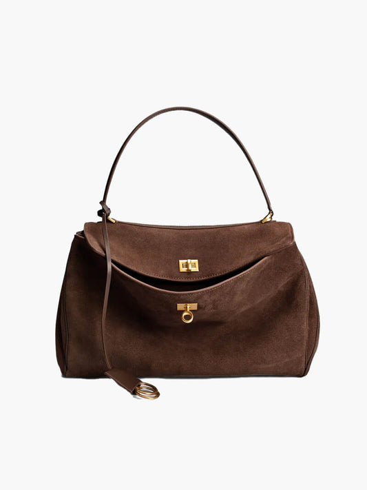 AMÉLIE VINTAGE-TASCHE – BRAUNE SCHULTERTASCHE MIT GOLDDETAILS & SCHLOSS