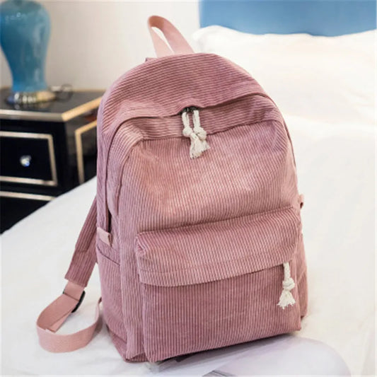 ZAFIRA CORD-RUCKSACK FÜR DAMEN IN ROSA ODER GRAU – RETRO & WEICH