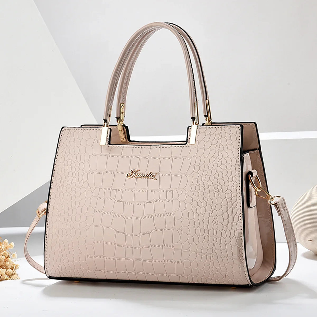 FEMATOZ SCHULTERTASCHE – ELEGANTE CROCO-BAG MIT HENKEL & RIEMEN