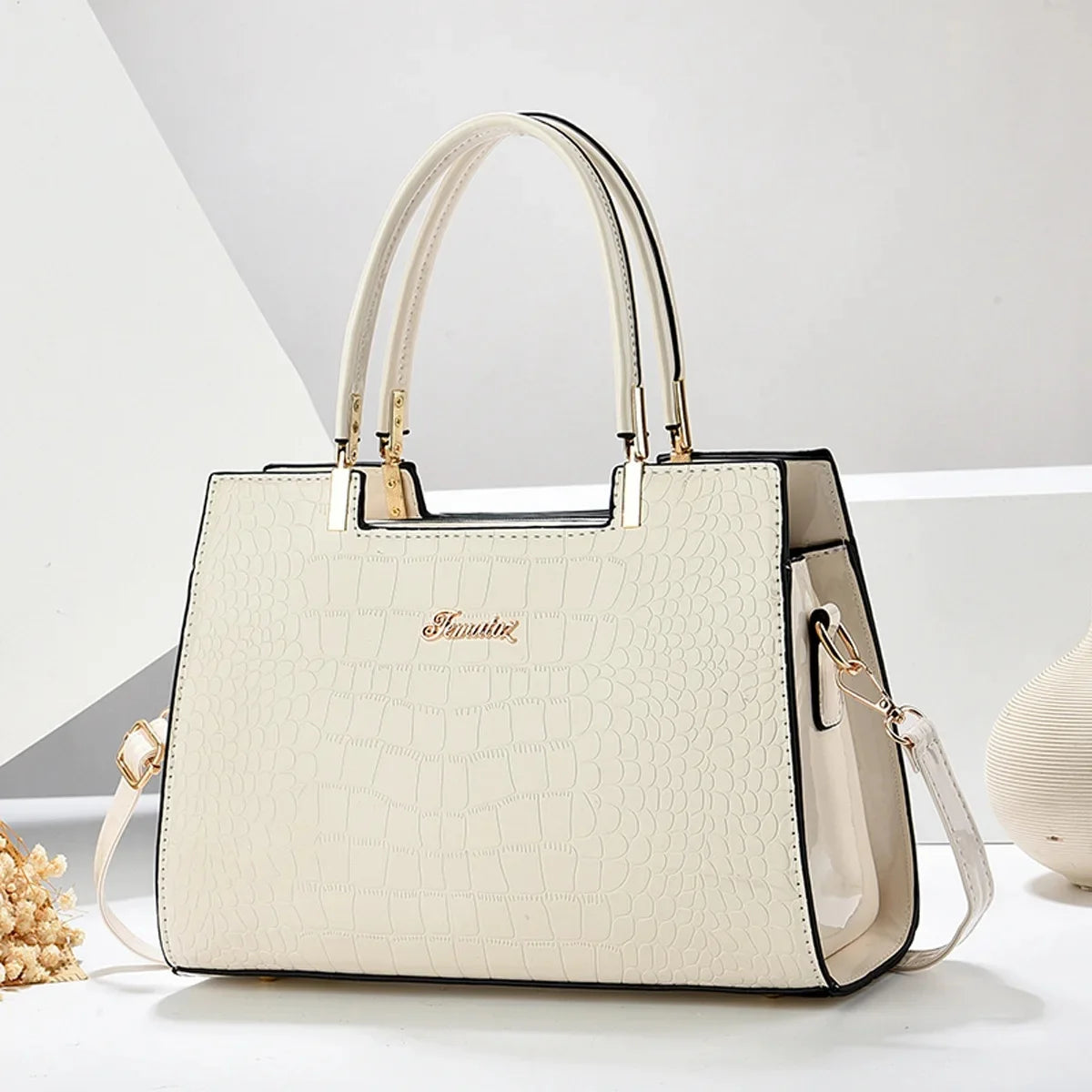 FEMATOZ SCHULTERTASCHE – ELEGANTE CROCO-BAG MIT HENKEL & RIEMEN