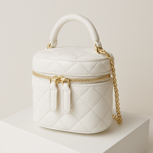 MAÉLYS MINI UMHÄNGETASCHE – ELEGANTE BOX-BAG MIT KETTE & GRIFF