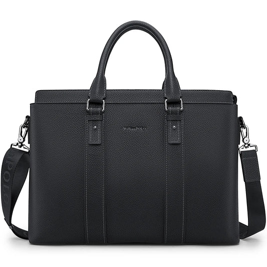 VERCELLI LEDER-LAPTOPTASCHE MIT SCHULTERGURT & GROSSER KAPAZITÄT