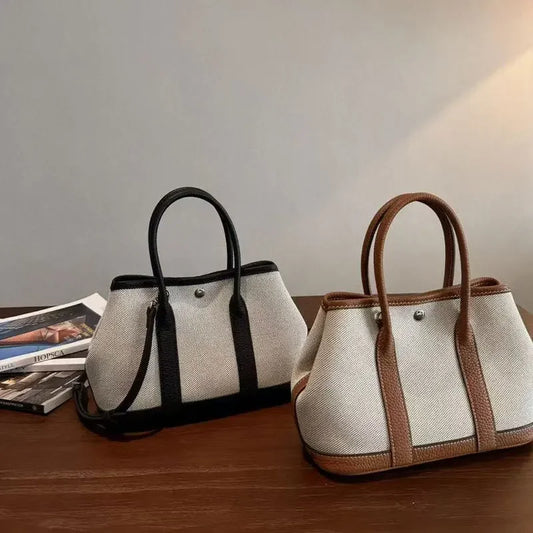 TULUM SEGELTUCH-SHOPPERTASCHE MIT RINDSLEDER UND STRUKTURDESIGN
