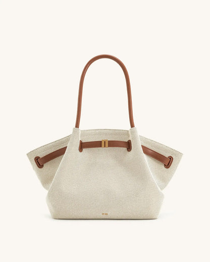 JW CANVAS-SCHULTERTASCHE MIT HOLZDETAILS
