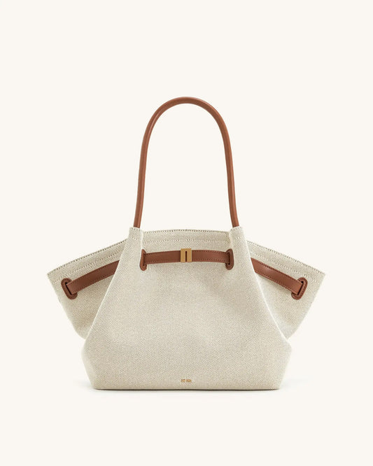 JW CANVAS-SCHULTERTASCHE MIT HOLZDETAILS