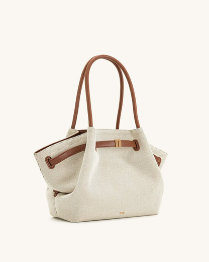 JW CANVAS-SCHULTERTASCHE MIT HOLZDETAILS