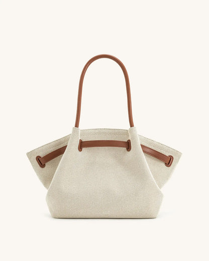 JW CANVAS-SCHULTERTASCHE MIT HOLZDETAILS