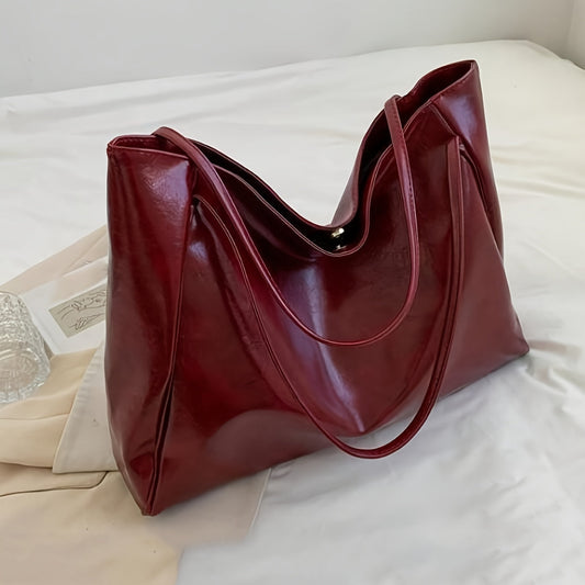 LOUISE – GROSSE SHOULDER BAG AUS KUNSTLEDER IN BURGUNDERROT