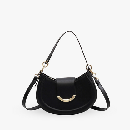 LIVIA UMHÄNGETASCHE – HALBMOND-FORM MIT GOLDDETAIL & MINIMAL CHIC